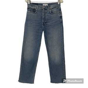 Re/Done Originals High Rise Stove Pipe Light Vintage Wash Crop Jeans Size 28